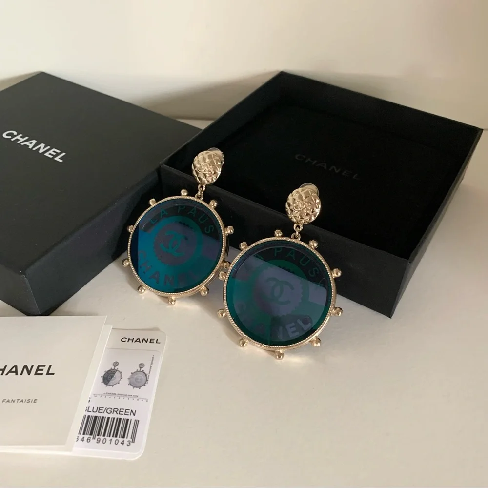 Chanel Large Logo Disc Earrings